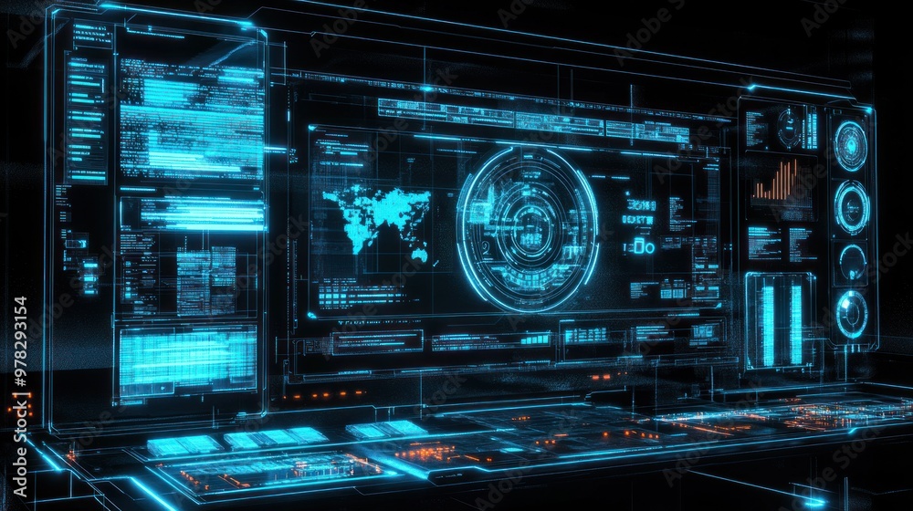 Futuristic Interface of a Sci-Fi Control Room Futuristic Interface of a Sci-Fi Control Room