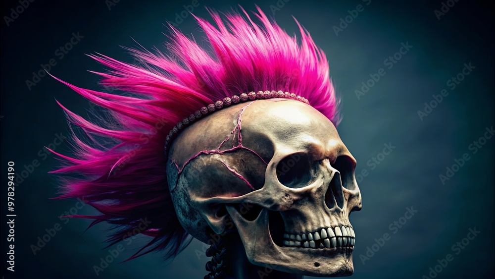 Skull with Pink Mohawk Unique and Edgy Halloween Costume Idea Skull with Pink Mohawk Unique and Edgy Halloween Costume Idea