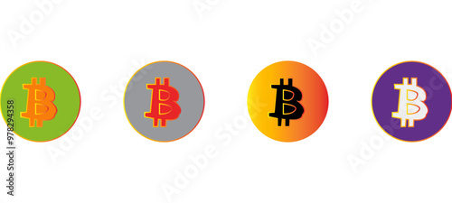 Crypto currency, Bitcoin, Bit coin logo, Bitcoin symbol,Real bitcoin icon, Different colours of bitcoin icon