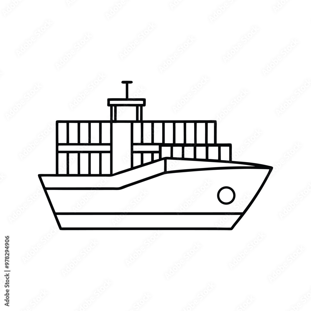 container ship silhouette vector illustration on white background container ship silhouette vector illustration on white background