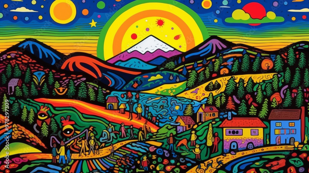 Obraz premium the scenery of the fields with a view of the mountains