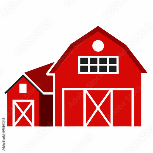 Barns on white background