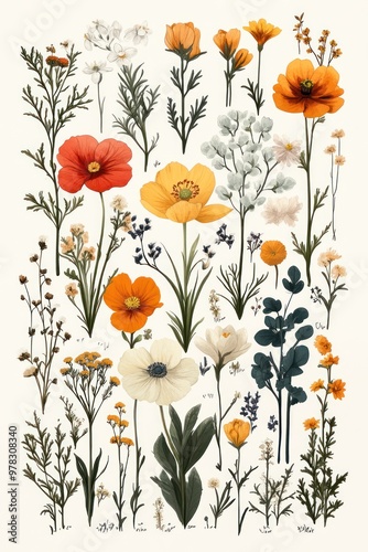 Orange and White Flower Illustration