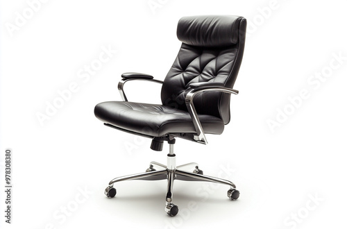 an office chair with leather, armrests and metal legs on the base 