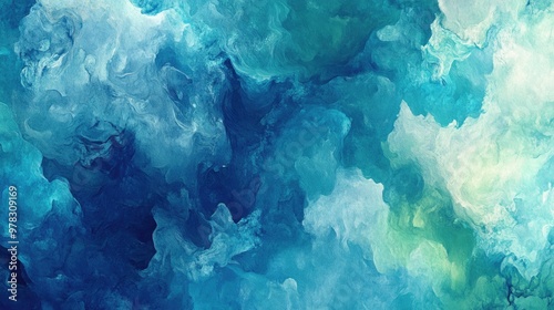 Abstract Blue and Green Watercolor Texture Background with Fluid Artistic Design