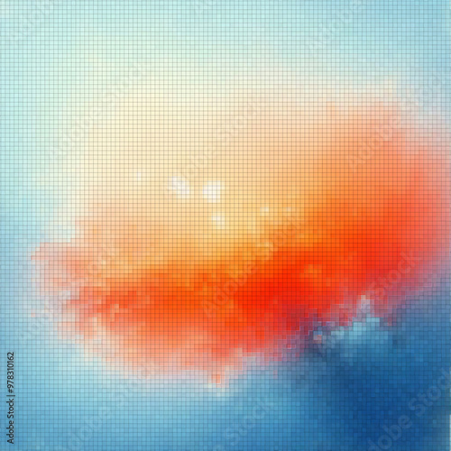 Abstract Painting Background with Gradient Orange and Blue Contrast