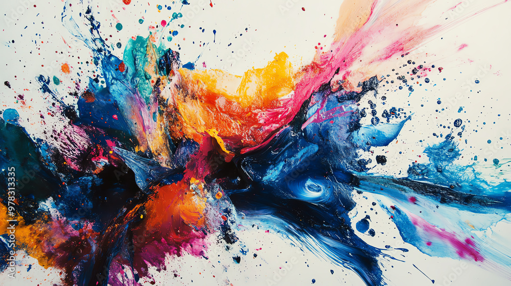 Abstract colorful paint explosion on white background. Dynamic art. Abstract colorful paint explosion on white background. Dynamic art.