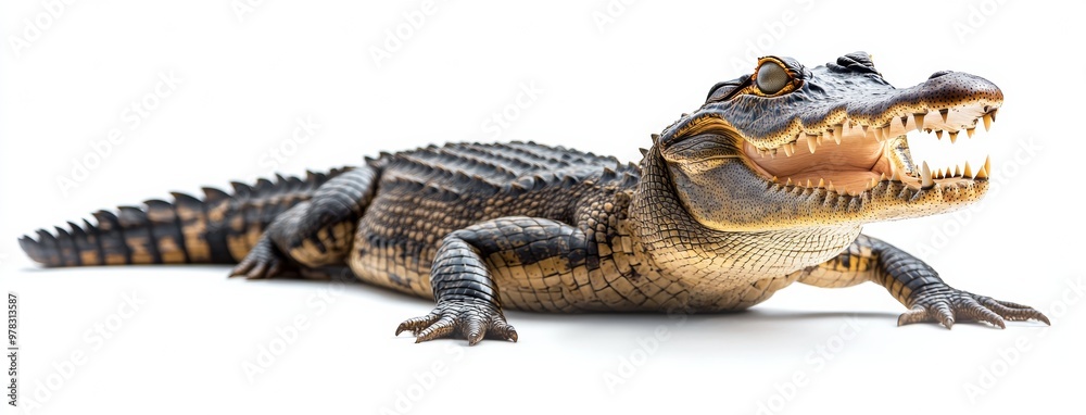 crocodile with its mouth on a white background crocodile with its mouth on a white background