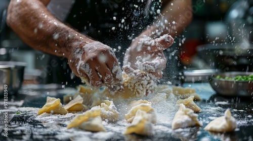 Wallpaper Mural Making samosas with a filling of spiced potatoes and peas, folding pastry dough, and frying in hot oil Torontodigital.ca