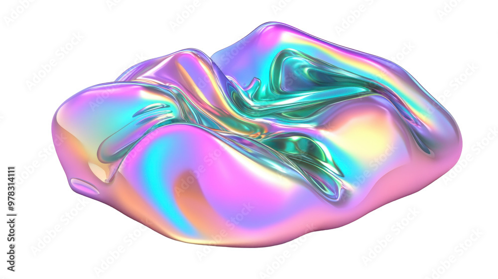 A colorful, iridescent blob resembling a smooth, abstract sculpture. A colorful, iridescent blob resembling a smooth, abstract sculpture.
