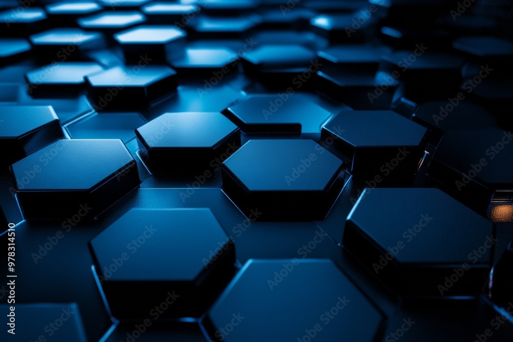 Abstract background with blue glowing hexagons Abstract background with blue glowing hexagons