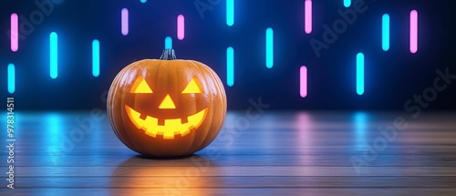Wallpaper Mural Spooky Jack-o-Lantern on Rustic Table with Halloween Decor Torontodigital.ca
