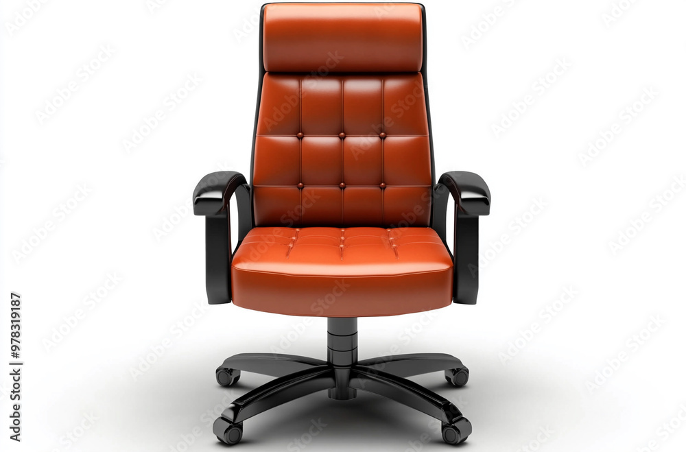 Obraz premium dark orange and black color combination high back leather office chair with armrests