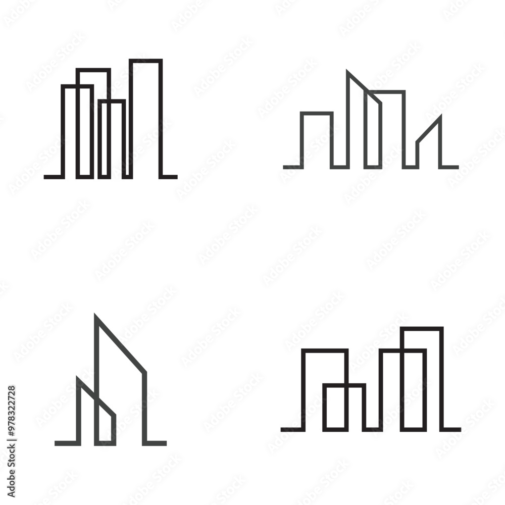 Modern City skyline vector icon background Modern City skyline vector icon background