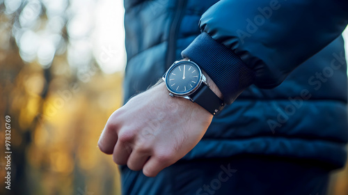 wristwatch without numbers being worn during a morning run, the clean, no-fuss design perfect