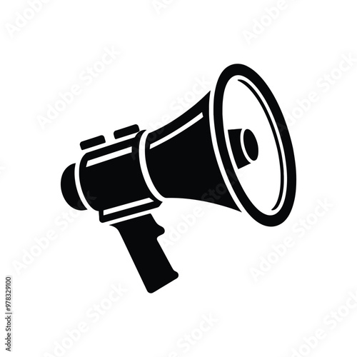 Minimalist Megaphone Silhouette Icon - Versatile Design for Media and Advertising