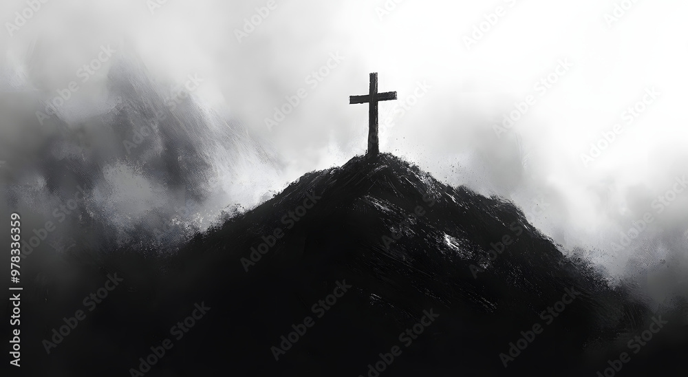 “Black and White Watercolor Painting of a Cross on Top of a Hill”
“Black and White Watercolor Painting of a Cross on Top of a Hill”