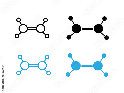 Ethylene molecule icon vector photo