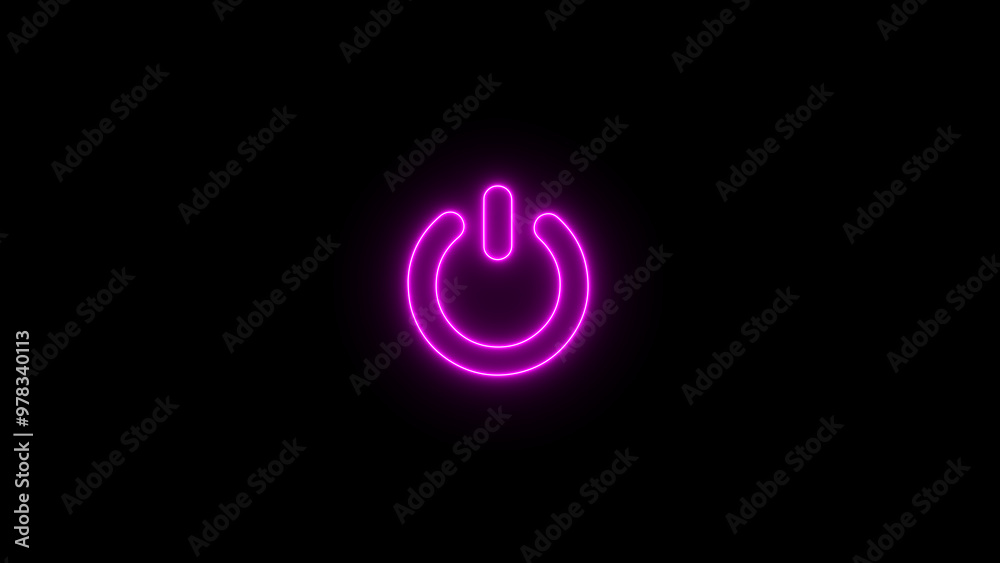 Digital Power Button Icon Set: Neon Rainbow Design for Modern Technology Digital Power Button Icon Set: Neon Rainbow Design for Modern Technology
