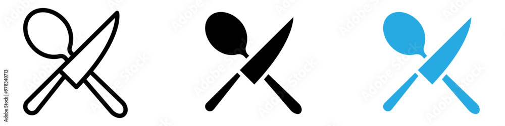 Spoon and fork icon vector