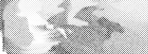 Abstract grain dotted distorted halftone texture. Pixelated grainy bitmap background. Distressed grunge wavy gradient pattern. Retro raster grit noise backdrop. Vector comic style overlay wallpaper
