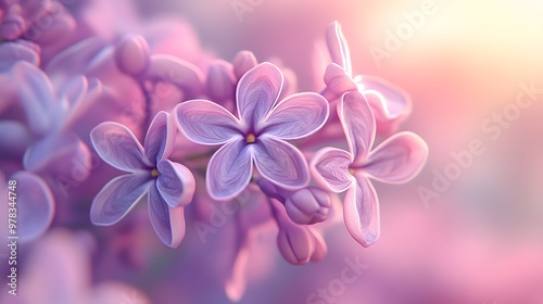 detailed close-up of lilac flowers in full bloom, Generative AI