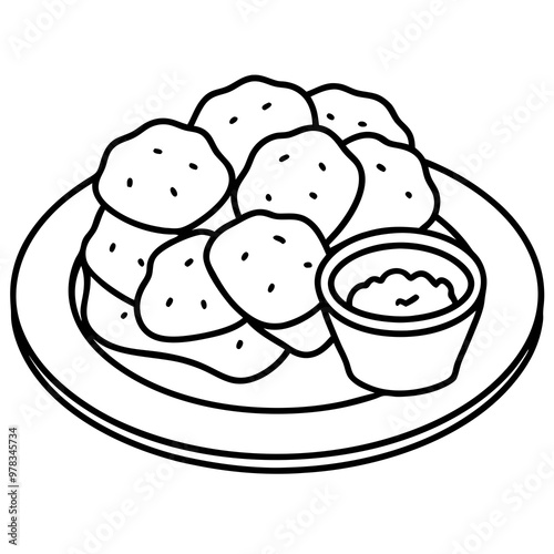 Line art of chicken nuggets. Vector illustration 