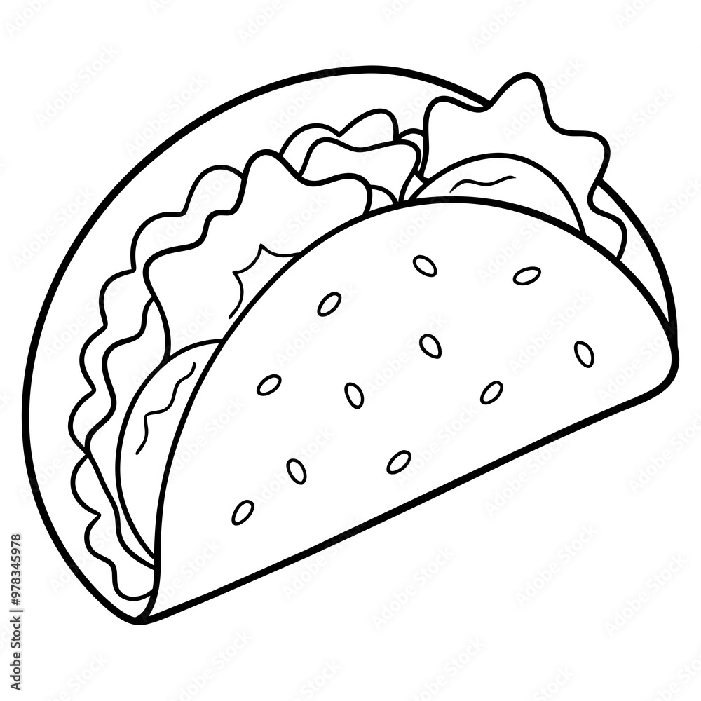 Taco line art vector illustration 