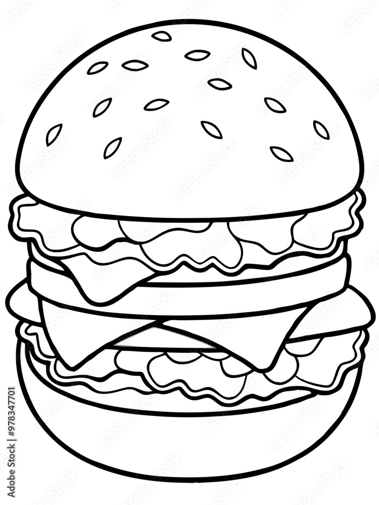 hamburger line art on white background hamburger line art on white background