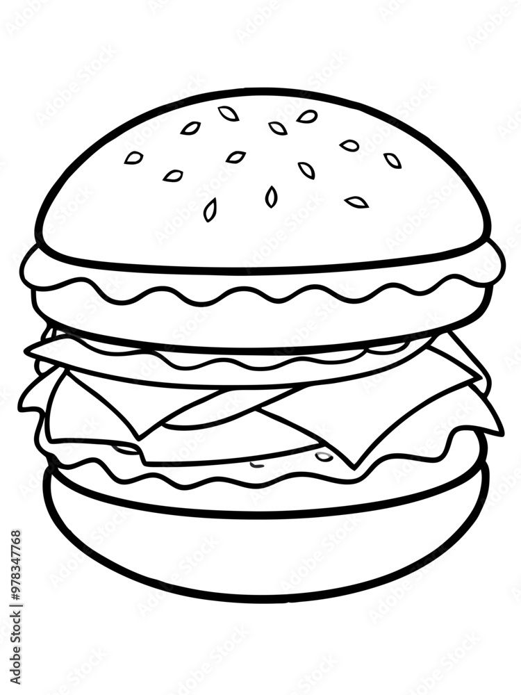 hamburger line art on white background hamburger line art on white background