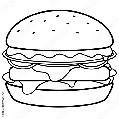 hamburger line art on white background