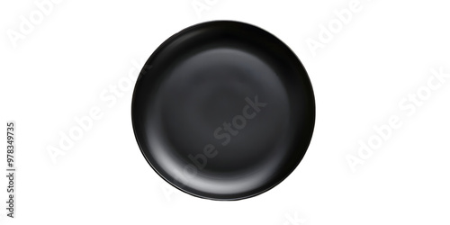 Black Ceramic Plate on Transparent Background