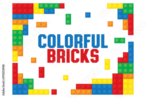  Colorful Stackable Building Blocks Bricks Frame SVG Vector