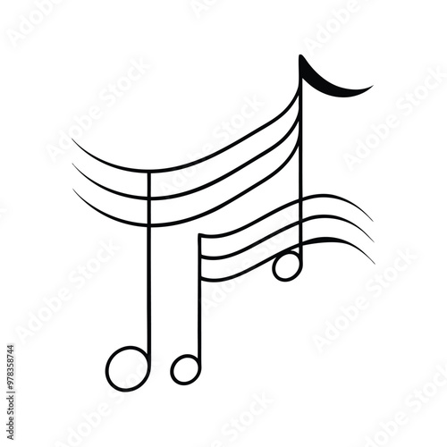 This music notes wave melody vector illustration beautifully captures the dynamic flow of music, ideal for concert posters, digital art, music-themed designs, and creative projects.