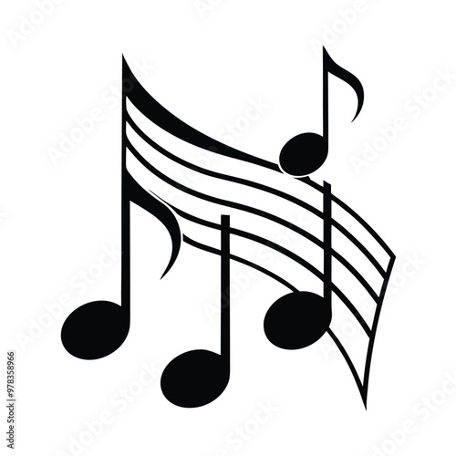This music notes wave melody vector illustration beautifully captures the dynamic flow of music, ideal for concert posters, digital art, music-themed designs, and creative projects.