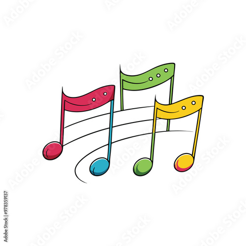This music notes wave melody vector illustration beautifully captures the dynamic flow of music, ideal for concert posters, digital art, music-themed designs, and creative projects.