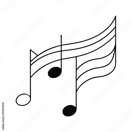 This music notes wave melody vector illustration beautifully captures the dynamic flow of music, ideal for concert posters, digital art, music-themed designs, and creative projects.