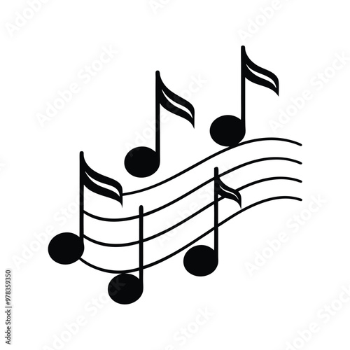 This music notes wave melody vector illustration beautifully captures the dynamic flow of music, ideal for concert posters, digital art, music-themed designs, and creative projects.
