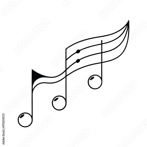 This music notes wave melody vector illustration beautifully captures the dynamic flow of music, ideal for concert posters, digital art, music-themed designs, and creative projects.