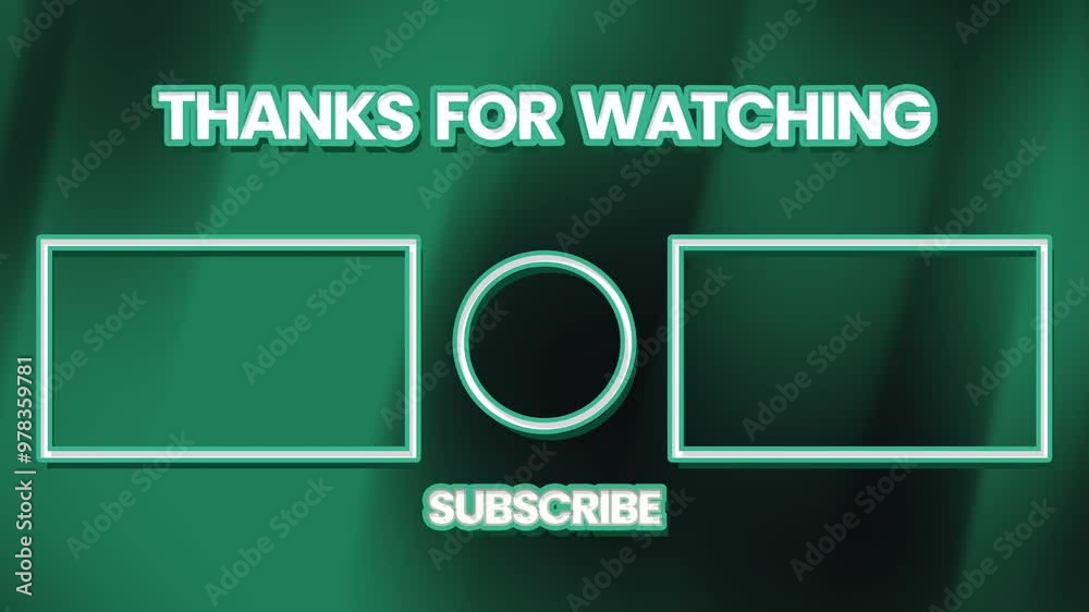 youtube end screen background with text Thanks for watching and abstract shapes like two squares and a circle. Suitable for videos.