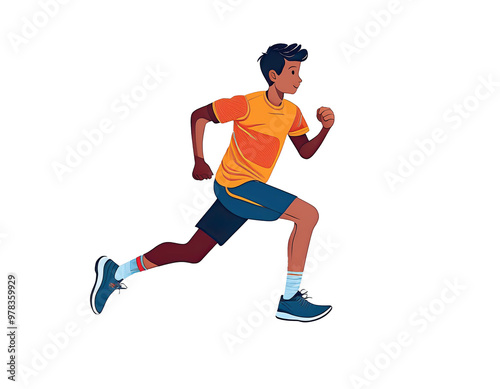 Illustrated Runner in Bright Sportswear PNG