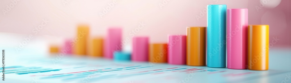 Colorful Bar Graph on Blue Background. Colorful Bar Graph on Blue Background.