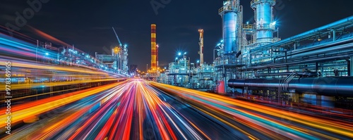 Night view of an industrial...