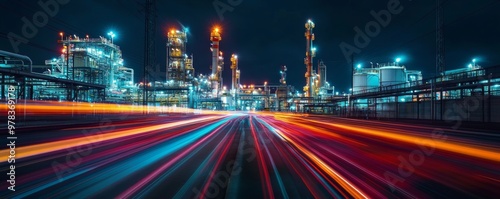 Night view of an industrial...