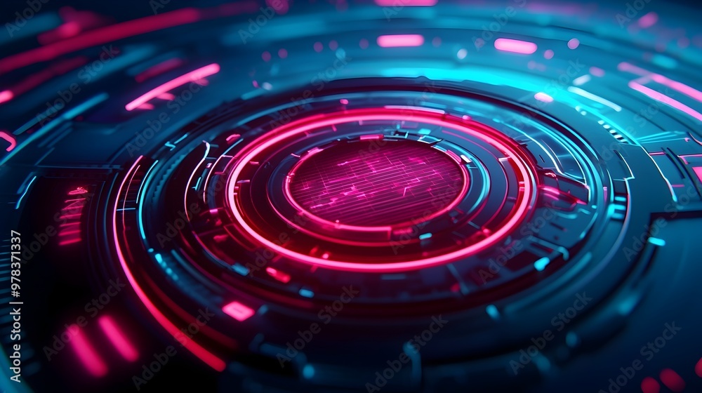 Futuristic Holographic Panel with Glowing Neon Controls and Advanced Sci-Fi Design Futuristic Holographic Panel with Glowing Neon Controls and Advanced Sci-Fi Design