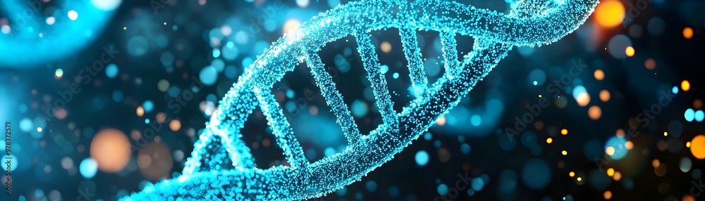 Glowing 3D DNA Helix Futuristic Medical Technology Design