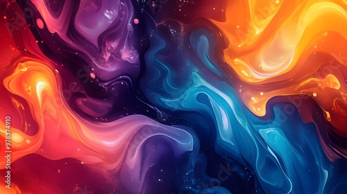 Vibrant cool abstract design, swirling patterns and fluid forms, high quality, sharp detail, modern illustration