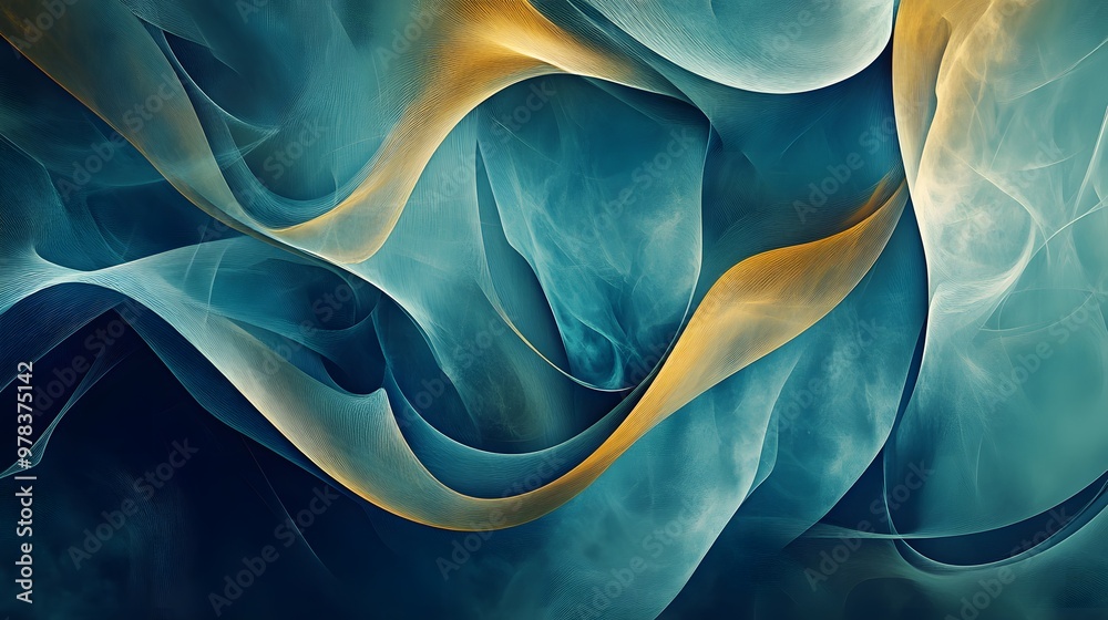 Obraz premium Cool-toned abstract art, textured background with smooth flowing forms, high quality, sharp images, modern
