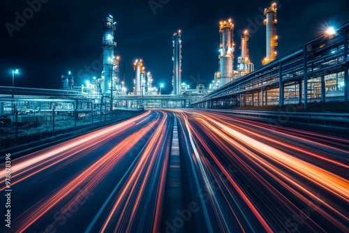 Night view of an industrial...
