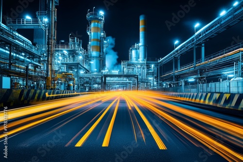 Night view of an industrial...